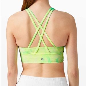 Lululemon Longline Shibori Energy Bra highlight yellow medium support b-d EUC